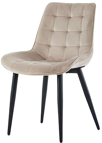 Vaiko Esszimmerstühle Wohnzimmerstuhl Küchenstühle Samt gesteppt 2er Set Metallgestell (Beige)