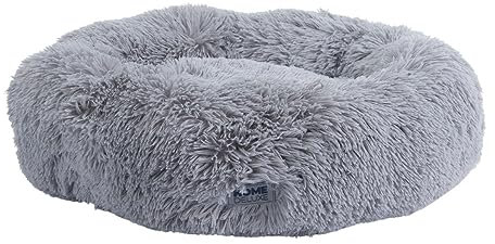 Home Deluxe - Haustierbett Muffin - Maße: 60 x 60 x 14 cm, Farbe: Grau, inkl. Tierdecke, Baumwollfüllung, waschbarer Bezug, Rutsch- & Wasserfest I Hundebett Hundekissen Bett für Katzen