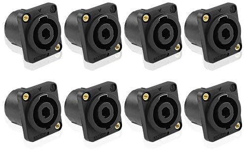 MEIRIYFA Speakon Female Panel Mount Socket Connector, 4 Pole Audio Speakon Female Square Wall Plate Jack Twist Lock Adapter for NL4MP, NL4MPR, NL4FC, NL4FX, NLT4X, NL2FC (8PCS)