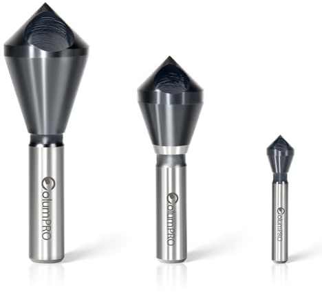 ColumPRO Kobalt-Kegelsenker-Fasenwerkzeug-Set, TiAlN-beschichtet, strapazierfähig, M35, 90-Grad-Senker-Bits für Metall, Edelstahl, Kupfer, Holz, Faserplatten, 2-5,10-15,15-20 mm, 1/4-Zoll-3/4 Zoll,
