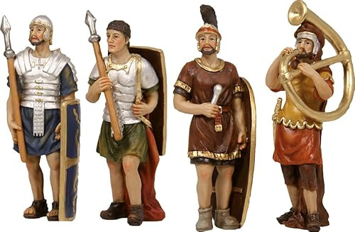 FADEDA 4X Passionsfiguren: 4 Soldaten/Höhe:5 cm/handbemalt/detailgetreue Krippen Figuren - Weihnachten Tisch Dekoration Krippe Zubehör