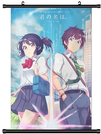 KARMA-X Großes 60x90CM Kimi No Na Wa - Your Name Kakemono Rollbild | Anime Manga Stoffposter Wallscroll | Wanddeko Geschenk | Motiv: Taki & Mitsuha
