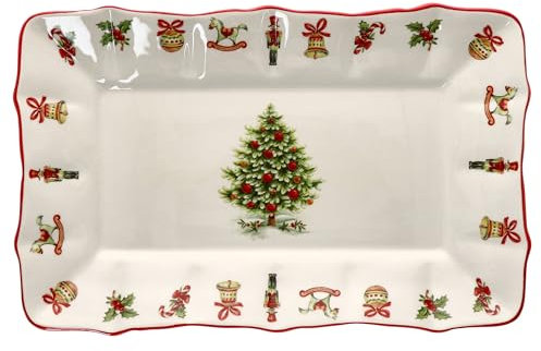 MamboCat Maestro Natale Plateau à gâteau rectangulaire I Plaque à crampons avec décor de Noël I Plateau de service pour tarte en pot, biscuits, rouleau de biscuit I pour Noël, Saint-Nicolas, Avent,