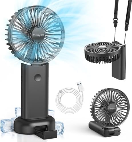 Timiyou Ventilateur Portable, Mini Ventilateur de Bureau Puissant 3 Vitesse Ventilateur Silencieux Chambre Mini Ventilateur pour Voyages, Maquillage,Camping,L'extérieur,L'intérieur,Les Déplacements