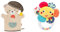 Fehn Waschlappen Bär - Waschhandschuh mit Tiermotiv & Rasselring Spielzeug Blume COLOR Friends