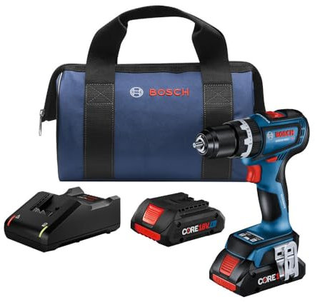 BOSCH GSB18V-800CB24 Kit de taladro percutor conectado sin escobillas de 1/2 pulgada con (1) batería de alimentación avanzada CORE18V® de 4 Ah
