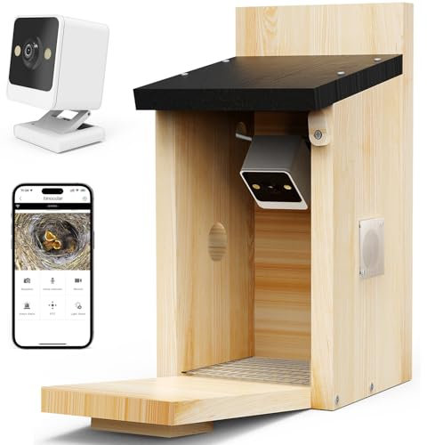 Euphoricca Smart Bird House with Camera Bird Box for Outdoors - Full Color Night Vision 3MP HD Camera Birdfy Nest Auto Capture Bird Videos & Motion Detectio APP Control for Blue Tits and Wild Birds
