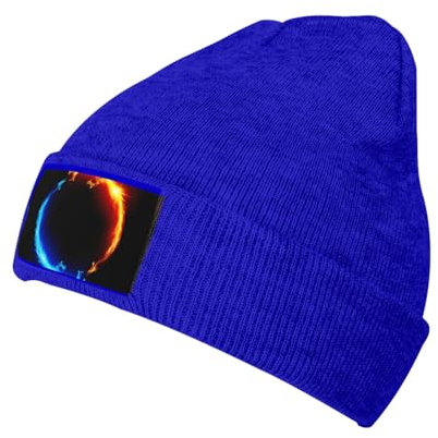 OdDdot Fire and Ice Dragons Print Beanie Mützen für Damen Herren, Wintermütze, Strickmütze, Herrenmütze, randlose Mütze, Skatermütze, blau, One size