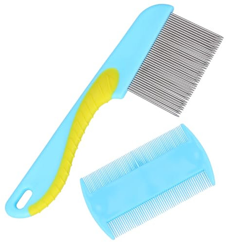 Acooruiteng Läusekamm aus Kunststoff, langlebig, Kopfläusekamm, Edelstahl, wiederverwendbar, Läusekamm für Hunde, Katzen, entfernt Läuse, 2 Stück