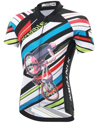 SXSHUN - Camiseta de ciclismo para niños y niñas, sudadera transpirable de manga corta + pantalones cortos con cojín de combinación de cislismo, Negro+bicicleta(camiseta), 12-13 Años