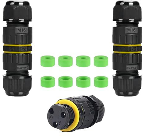 SZFUDIGO Waterproof Electrical connectors，Outdoor Electrical Trailer Junction Box，M16 Junction Box 2 pin 3 pin for 3.5-10 mm Cable Diameter Waterproof Extension Cord Connector Repair kit