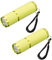 PATIKIL 9 LED Dunkel Leuchtende Taschenlampen 2Stk Mini Aluminium Taschenlampe Gummi Beschichtet Taschenlampe mit Gurt für Camping Wandern Party Gelb