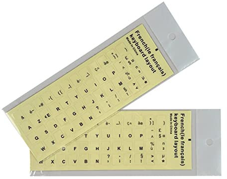 Sxett Lot de 2 autocollants clavier français fond transparent lettres blanches et noires pour ordinateur portable