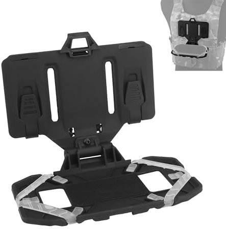 JOYASUS Tactical Phone Holder, Foldable Navigation Board Universal Molle Cell Phone Chest Mount Vest Plate Carrier Phone Case Attachments for Screen Size 4.7-6.7 (Black)