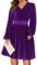 Zeagoo Robes pour Femme en Velours Robes De Soirée Formelles Robes Élégantes Manches Longues Col en V Robes De Soirée Moulantes Vintage Robes De Bal DéContractéEs VêTements d'hiver Violet XXL