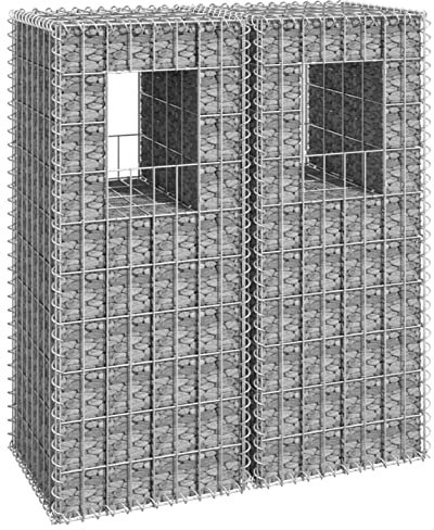 ZEYUAN Gabionensäulen 2 STK Gabionen Säule, Gabionen Zaun, Gabionen Pfosten, Gartenzäune Für Den Außenbereich, 40x40x100 cm Eisen