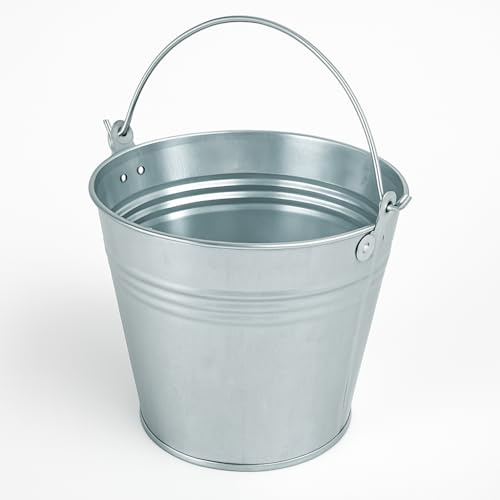 Eimer - Zinkeimer - Edelstahleimer - Milcheimer - Holzgriff- 16,10,12,5,7l Wassereimer - Futtereimer - Kückeneimer (Zinkeimer, 12l)