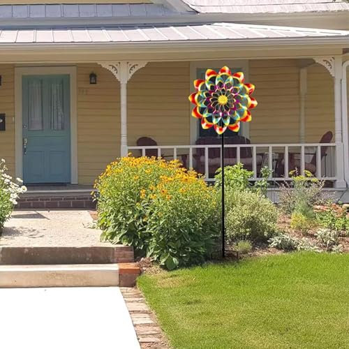 Esculturas de viento de metal extra grandes para exteriores con estaca, molinos de viento para el patio, jardín, decoración de césped, molino de viento de hoja de sauce para decoración de patio y