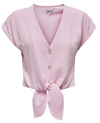 ONLY Damen Onlsiesta Ss Knot Lin Bl Shirt PNT Noos, Pirouette, Large