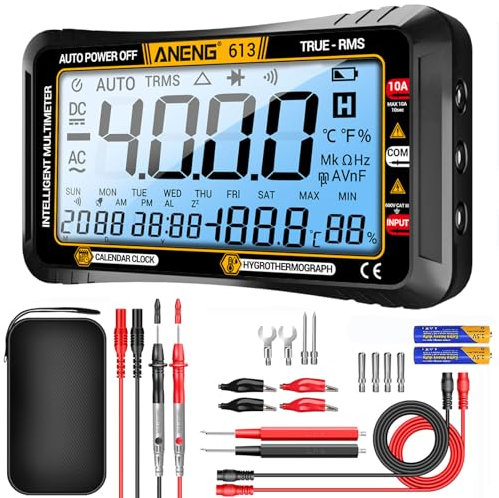 ANENG Multimeter,4000 Zählungen,TRMS Mit Automatischer Bereichswahl,Großes LCD,Misst AC/DC,NCV,Spannung,Widerstand,Diode,Kontinuität,Kapazität,Temperatur