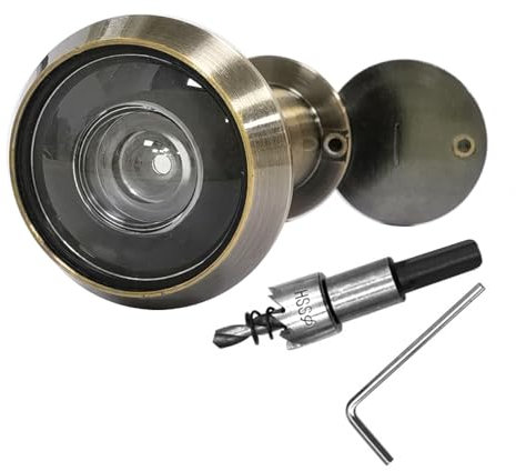 Door Viewer with 16mm Drill Bit, Solid Brass Peephole 200-degree View, Peep Holes with Heavy Duty Privacy Cover for 1-3/8 to 2-1/6 Doors for Home Office Hotel, Bronze
