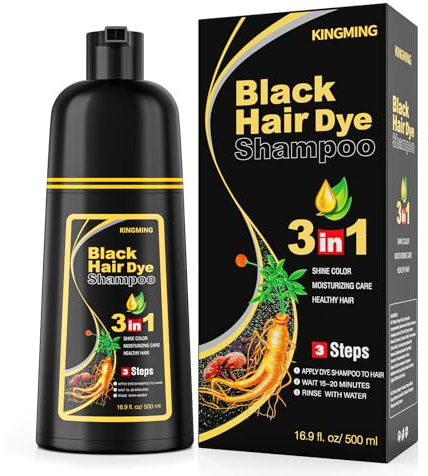 Black Hair Dye Shampoo for Gray Hair,Hair Colour Shampoo for Women and Men(16.9 fl.oz BLACK)