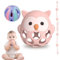 Beißring & Rassel für Babys - Sensorik Spielzeug ab 0 Monate, Zahnungshilfe & Greifball - Geschenk für Jungen & Mädchen(Owl-Pink)
