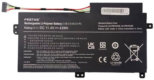 FESTAS AA-PBVN2AB AA-PBVN3AB Batterie Compatible avec Samsung 370R4E NP370R4E 370R5E NP370R5E 470R5E NP470R5E 510R5E NP510R5E Series Ordinateur PC Portable (11.4V 43Wh)