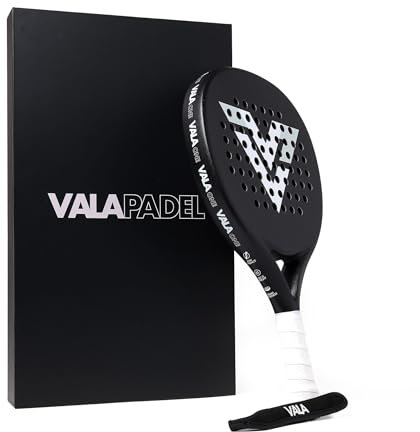 VALA Pala de pádel One - Pala ligera de fibra de carbono, diseño que absorbe los golpes, forma redonda, textura extra agarre para giro y control, Pala para hombres y mujeres, ideal para principiantes