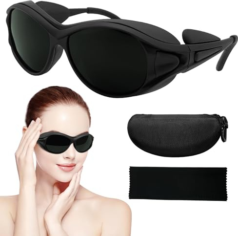 LADYPONYCSC Lunettes de thérapie par lumière rouge, lunettes de sécurité laser IPL 200-2000 nm, lunettes de protection des yeux très foncées pour thérapie à la lumière rouge et bronzage à la salle de