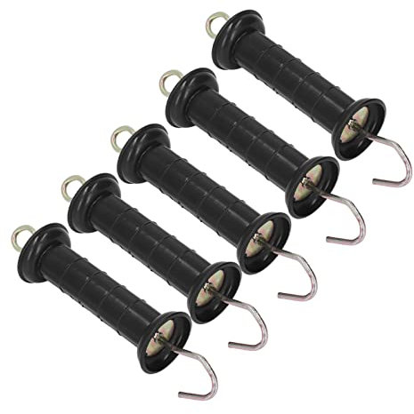 Naroote Electric Fence Insulators, Fence Insulators 5Pcs with Metal Hook Fence Gate Handle for Farm Pasture