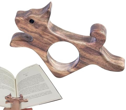 Wooden Thumb Bookmark, Thumb Book Page Holder, Dog Design Thumb Page Opener, Portable Thumb Ring Page Holder, Thumb Ring Book Holder for Kids, Page Opener Thumb Holder