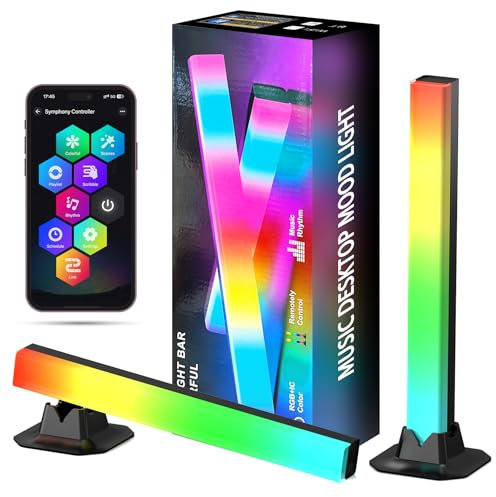 loyal Lampe LED TV, Gaming Smart LED Barres RGB avec Modes Scène, Modes Musique synchronisation musicale, Light Connectée avec App & Télécommande, 32cm