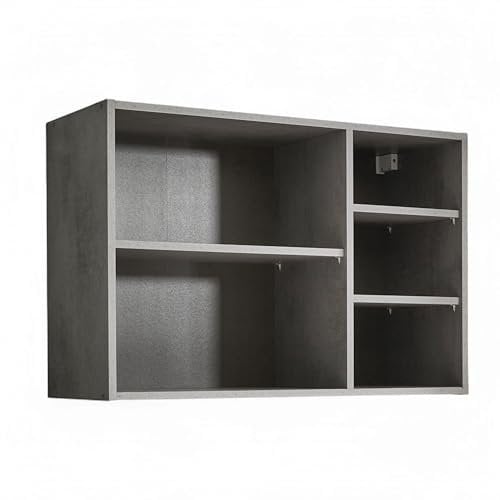 Sanibel Modernes Hängeregal Küche in Chromix Anthrazit FSC-Zertifiziert - Geräumiger Hängeschrank mit viel Stauraum - 90 x 60 x 33 cm (B/H/T)