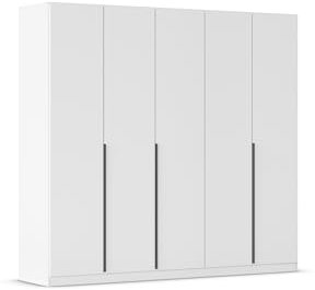 Rauch Möbel Alabama, Kleiderschrank, Garderobenschrank, 5-türig, Zubehör Classic, 3 Kleiderstangen, 6 Einlegeböden, Farbe Weiß, Griff Grau metallic, 226x210x54cm