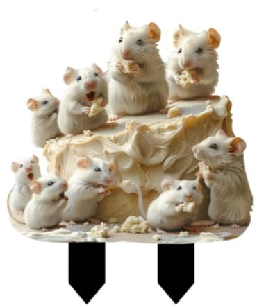 Baoblaze 2D -Mäuse und Käse Grundstöcke Yard Art Decoration Easy Installation Kreative Gartenzubehör für Blumentopf Vorgarten