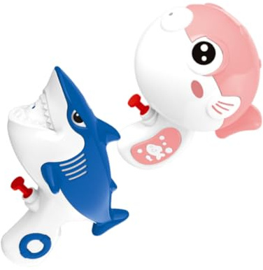 QUMIIRITY 2pcs Beach Water Gun Cute Shark Pufferfish Boys and Girls Water Play Toys Summer Outdoor Pool Party Fun Game