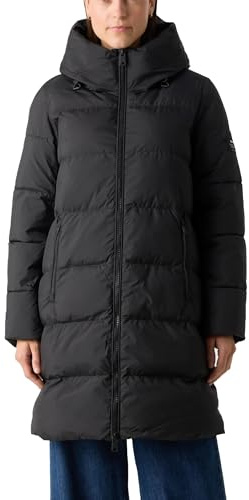 ECOALF Langer wattierter Wintermantel mit Kapuze, schwarz, Parka, Schwarz , 38