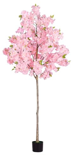 ABQ Albero di ciliegio artificiale, piante finte per interni, fiori di Sakura rosa finti per soggiorno, casa, ingresso, camera da letto, ufficio, decorazioni interne, 180 cm
