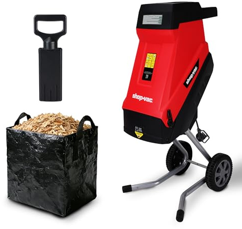 Shop-Vac - Tritatutto Elettrico per Legno, 15 Ampere, con Borsa da Collezione da 45 Litri e Pallet di Spinta, Lama a Doppio Lato, Diametro di Taglio di 1-3/4 Pollici per
