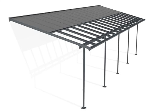 Canopia by Palram Sierra Cabrio Terrassenüberdachung 295x971cm – Grauer Aluminiumrahmen, Verstellbares Schiebe-Dachsystem, Doppelstegplatten in Grau Opal, UV-beständig & Wetterfest