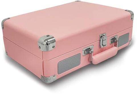 LiebeWH Giradischi Vintage con Registrazione USB Giradischi a 3 velocità Altoparlanti Integrati per l'intrattenimento Domestico Fonografo Portatile con Streaming Wireless 33 45 78 Giri/min (PINK)