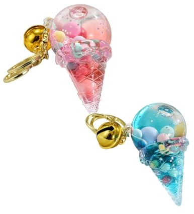 Cute Keychain Combo Pack Acrylic Glow in the Dark Key Chain | Ice Cream Candy Shaker Cup Crystal Clear Flow Glitter Backpack Keyring
