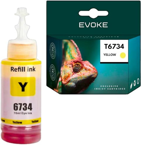 EVOKE T6734 Tinte Kompatibel zu Epson L1800 L805 L850 L800 L810 Gelb (Yellow) 6500 Seiten 70 ml