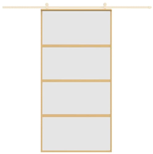 Porte coulissante en verre dépoli 102,5 x 205 cm | Panneaux en verre ESG, cadre en aluminium, couleur or, pour intérieur