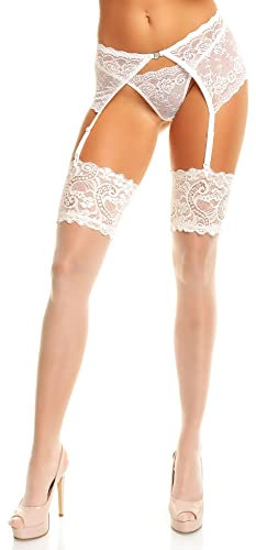 GLAMORY Femme 23 Dream 20 Bas Jarretelles Dentelle Large, Champagner, XL Grande Taille EU