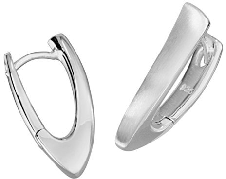Vinani Damen Ohrringe 925 Silber - Klapp-Creolen V- Form mattiert glänzend aus 925 Sterling Silber Ohrring Set für Frauen CPGS