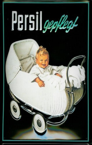 Buddel-Bini Versand Blechschild Nostalgieschild Persil gepflegt Kinderwagen Waschpulver Baby
