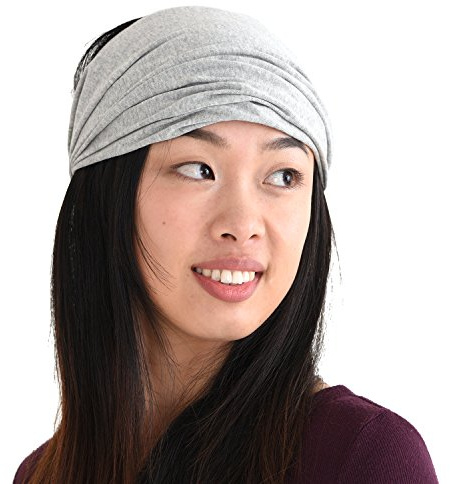 Fascia Per Capelli Uomo Bandana Cotone Donna - Fasce Cotone Biologico Testa Fascette Capelli Sportiva Pirata Grigio Chiaro L