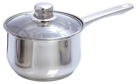 Buckingham Deep Saucepan with Tempered Glass Lid Premium Stainless Steel Cooking Pot Suitable all Heat Source Including Induction 16 Cm 2 Litres by Buckingham